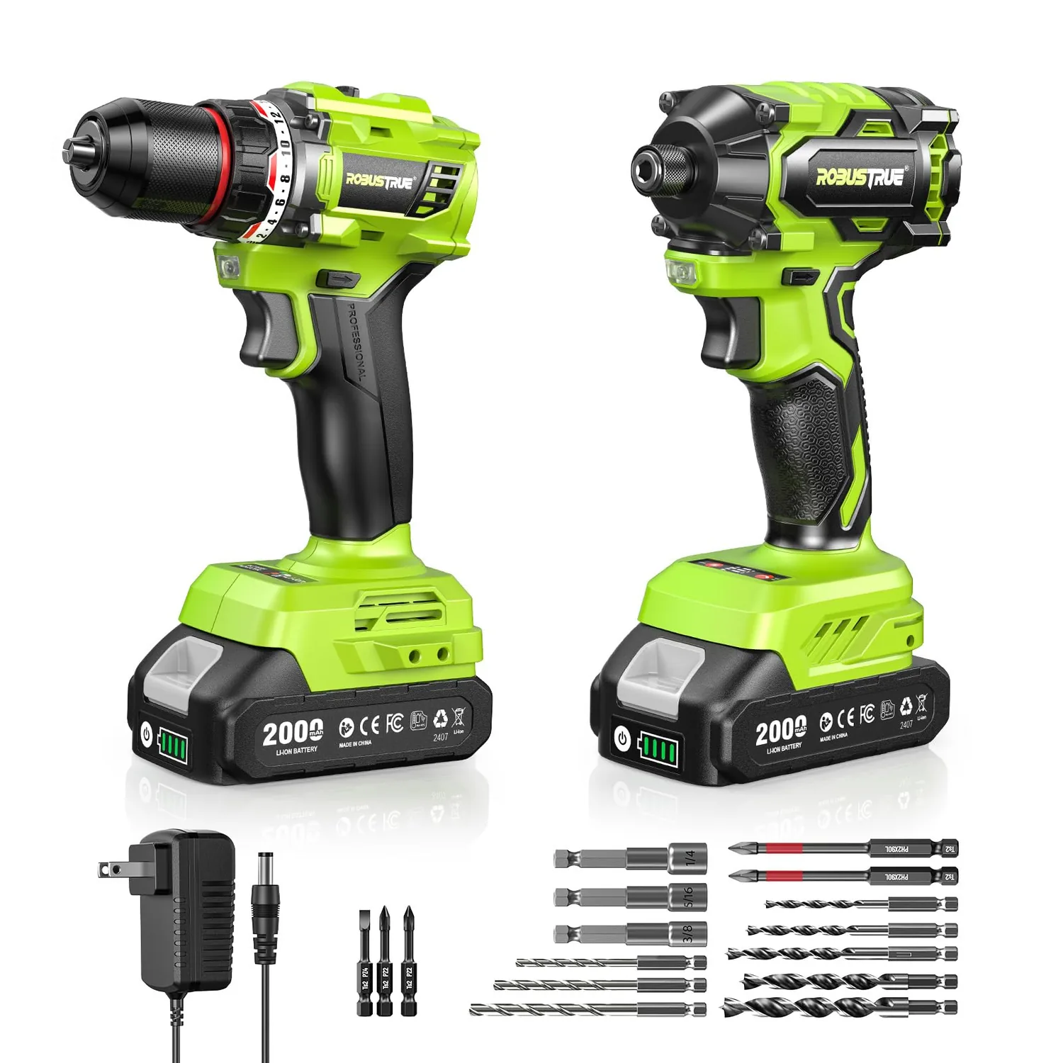 Robustrue 21V Brushless Drill & Impact Driver Combo Kit for DIY